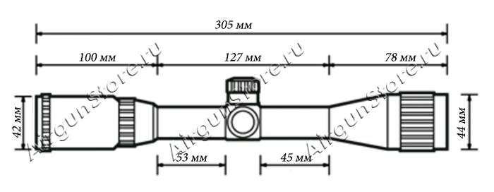 Длина оптического прицела Nikko Stirling AIRKING 2-7x32 (NGRA2732) - 305 мм