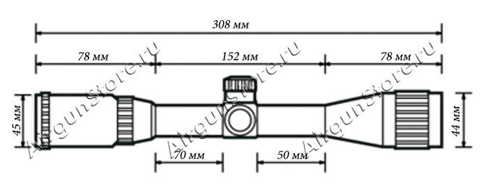 Длина оптического прицела Nikko Stirling AIRKING 4x32 (NGRAI432) - 308 мм