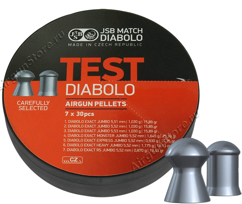 
Пули JSB TEST DIABOLO 5,5Xmm 7видов 210шт (Пробник)
			