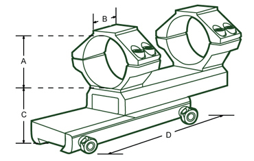 Кронштейн для оптического прицела UTG Leapers AccuShot на Weaver, моноблок, высокий, 25 мм, вынос 38мм, RGWMOFS38-25H4