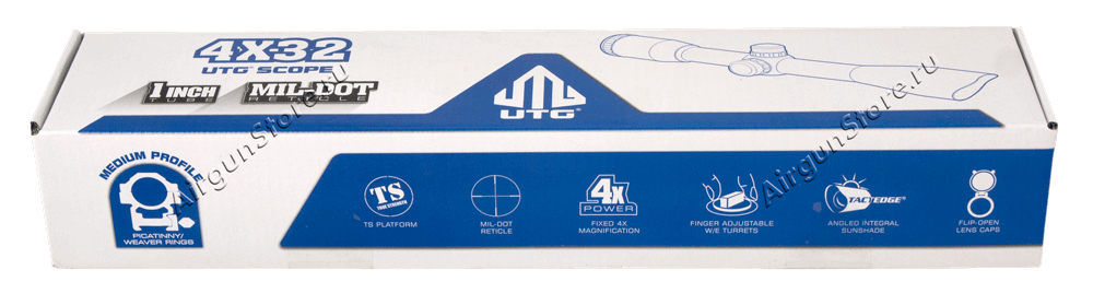 Упаковка оптического прицела Leapers 4x32 SCP-U432FW - картонная коробка                