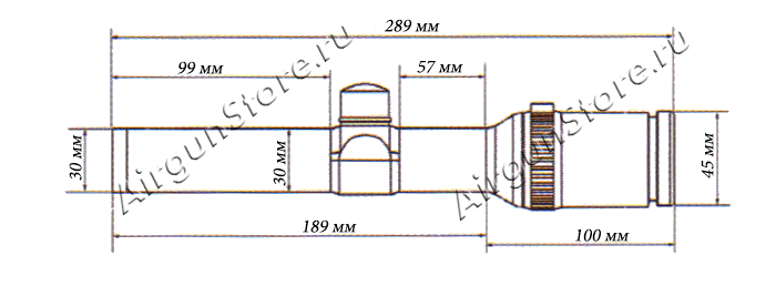 Длина оптического прицела Target Optic 1-4x24E (TO-1424E) - 289 мм