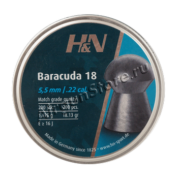 Пули H&N Baracuda 18 (1,175 гр, 5,52мм 200шт)