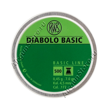 Пули RWS DIABOLO BASIC 0,45g 4,5mm 500шт