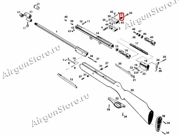 Взрыв-схема пневматической винтовки МР-512