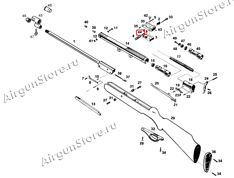 Взрыв-схема пневматической винтовки MP-512