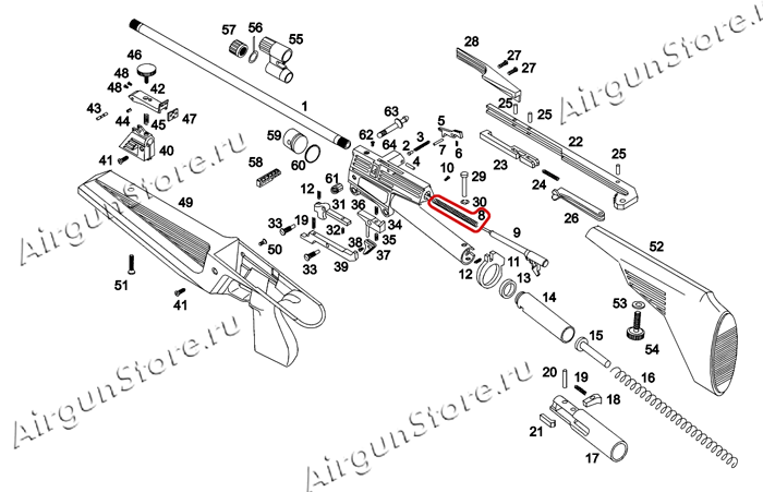 Взрыв-схема винтовки ИЖ-61
