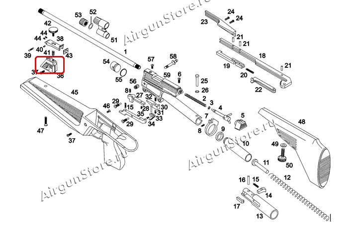 Взрыв-схема винтовки ИЖ-60
