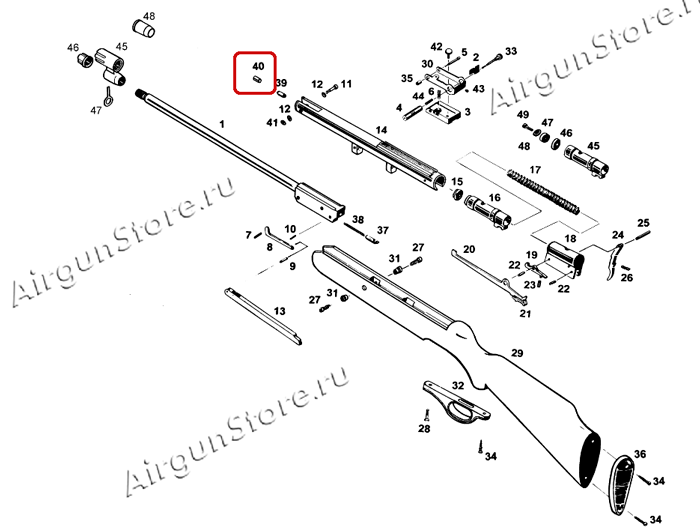 Взрыв-схема пневматической винтовки MP-512