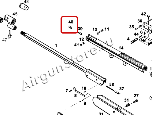 Перепуск ствола МР-512/53, узкий 2,5мм (ИЖ-40 9), оригинал [53807], деталь увеличено