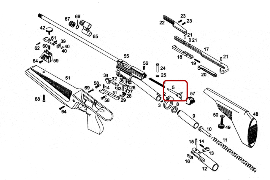 Взрыв-схема винтовки ИЖ-60 - досылатель 52645