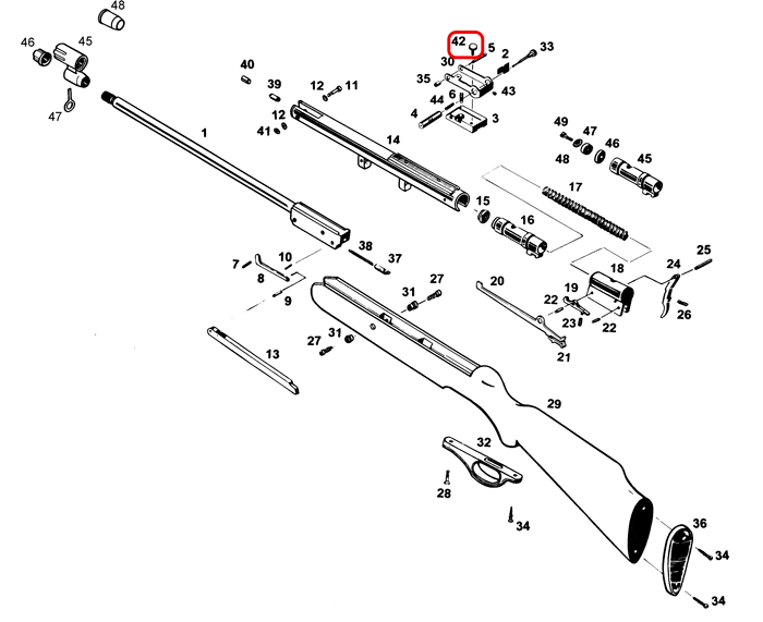 Взрыв-схема винтовки MP-512, общий вид