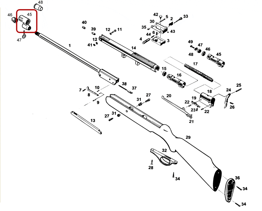 Взрыв-схема винтовки МР-512 - основание мушки 52518