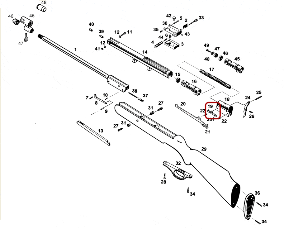 Взрыв-схема винтовки МР-512 - шептало 52544