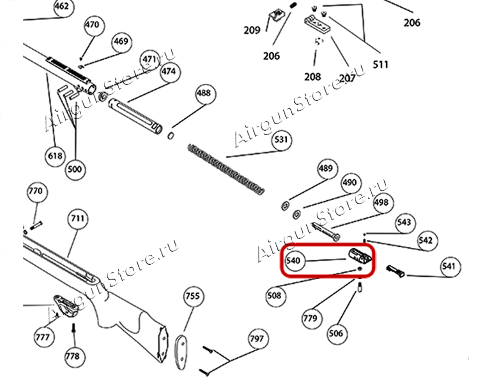 Взрыв-схема винтовки Hatsan 95