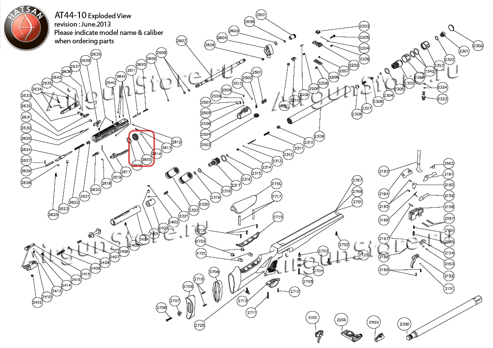 Взрыв-схема винтовки Hatsan AT-44-10