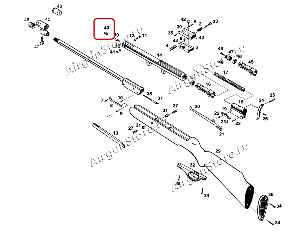 Взрыв-схема винтовки МР-512